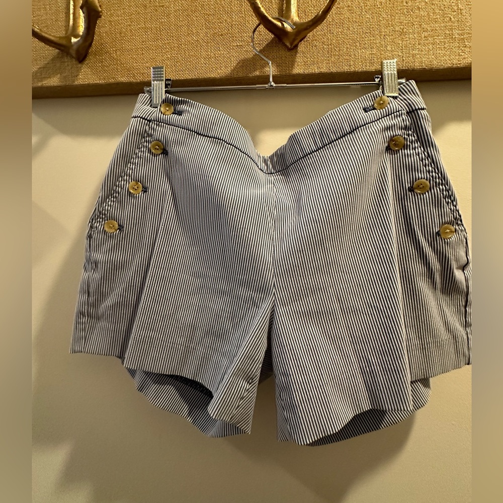 Banana Republic pinstripe blue and white sailor shorts